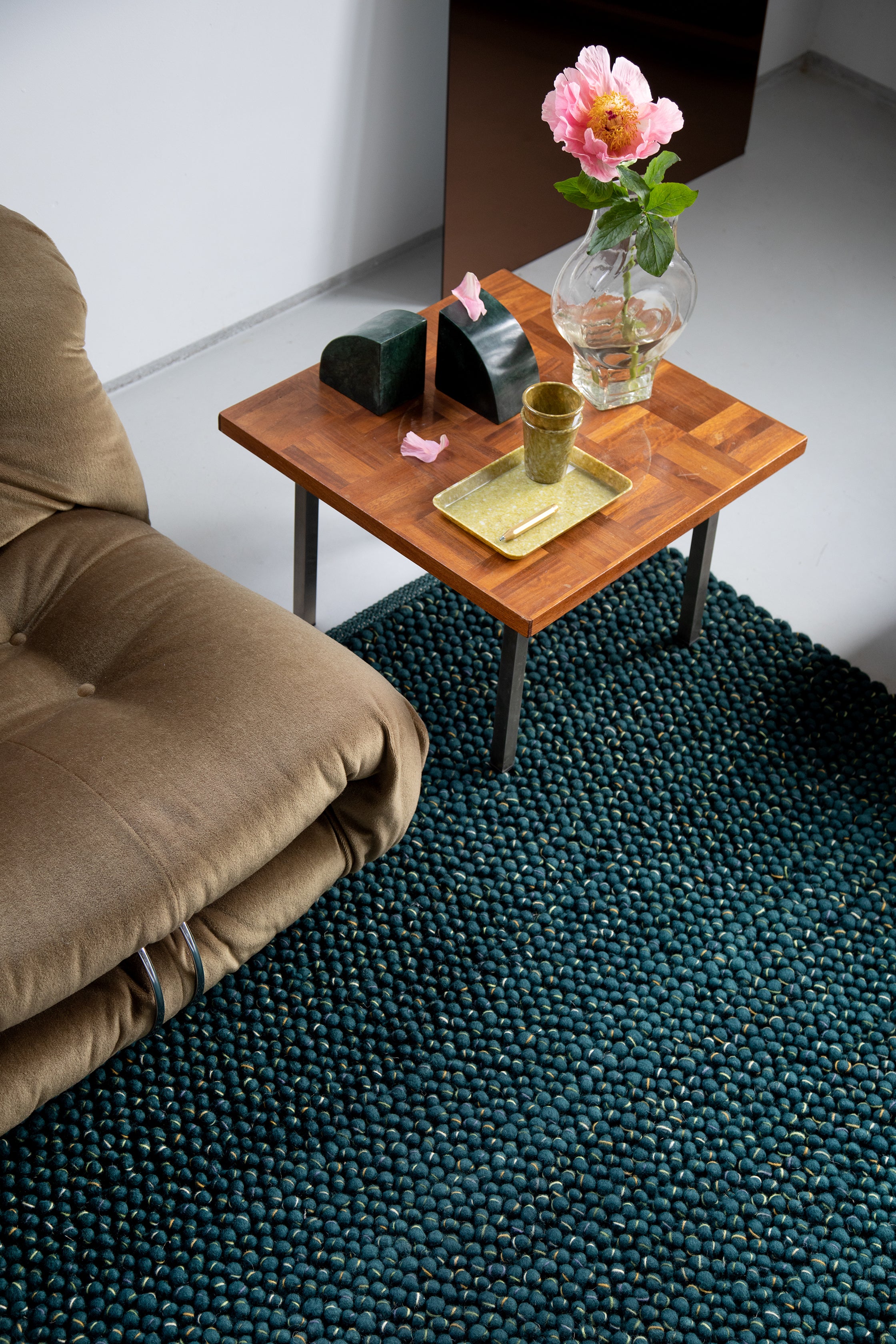 brink and campman green textured wool and jute rug