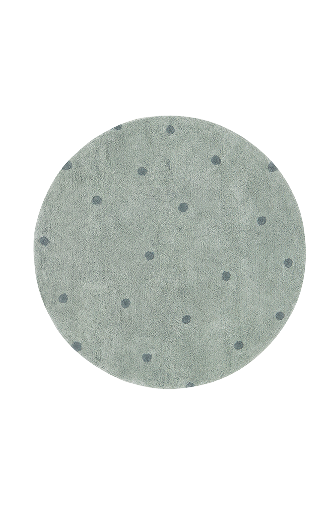 Washable Rug Round Dot Blue Sage