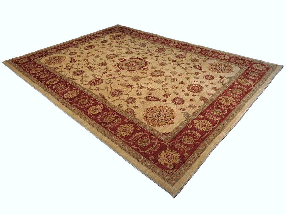 Authentic oriental rug with delicate floral pattern in beige