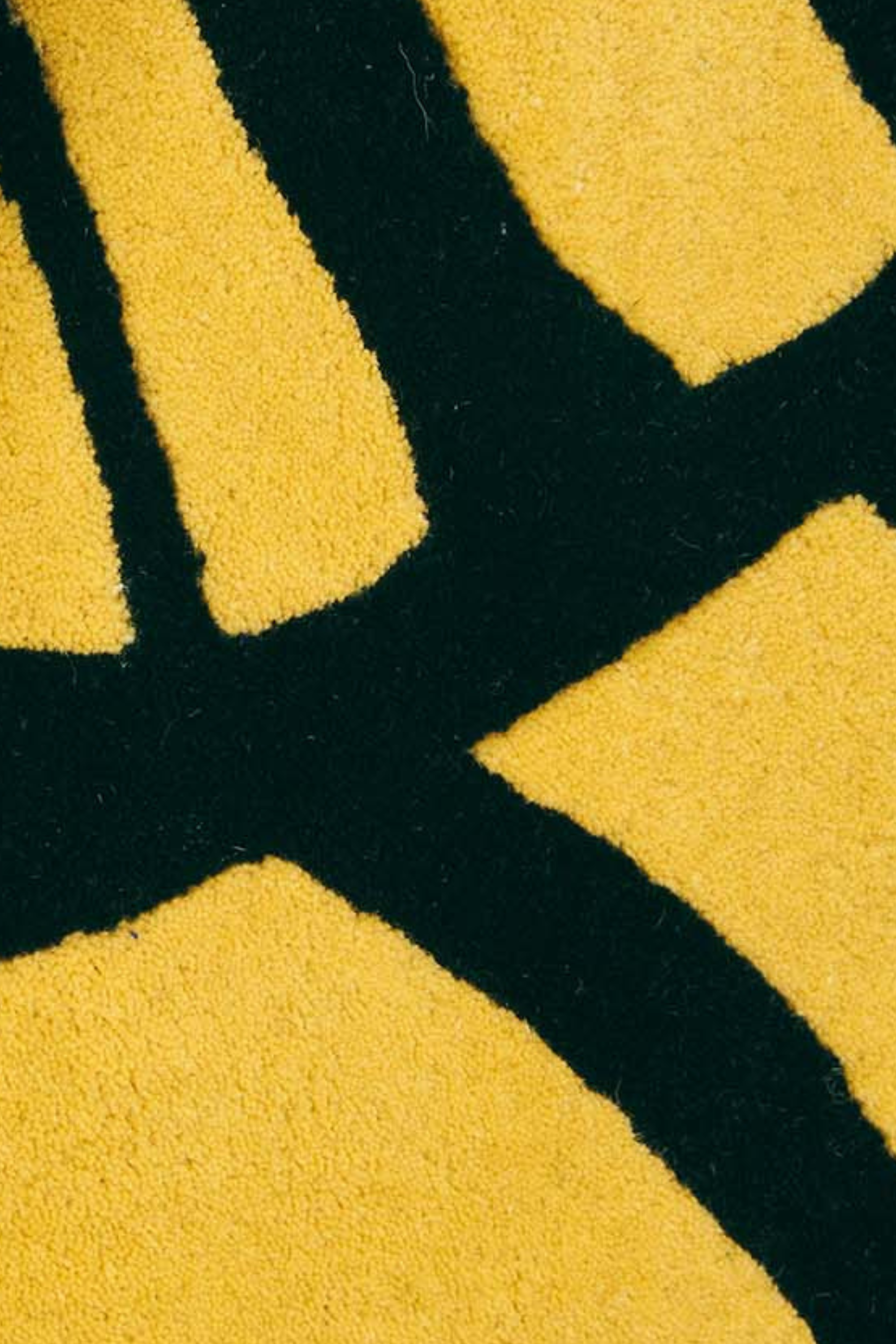 Gold and black contemporary floral wool rug