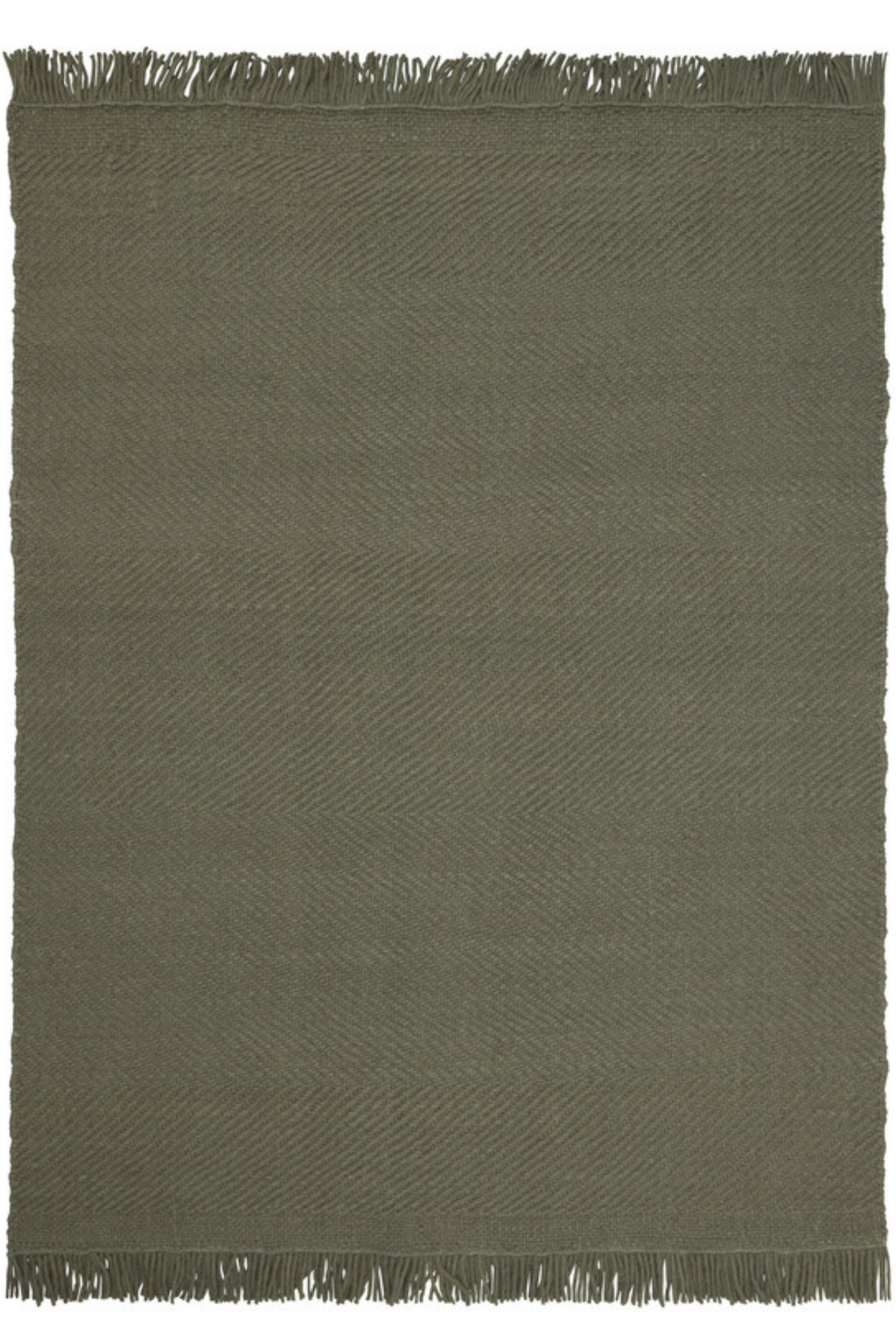 Plain green wool/polyester rug