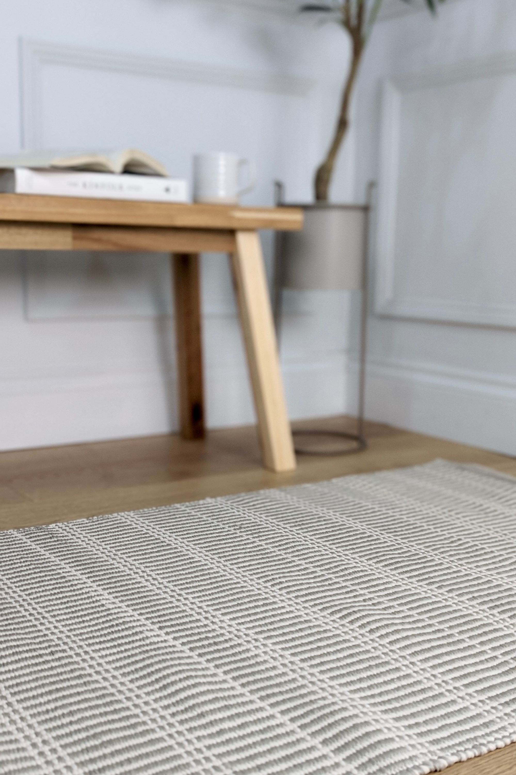 Modern striped runner in neutral tones