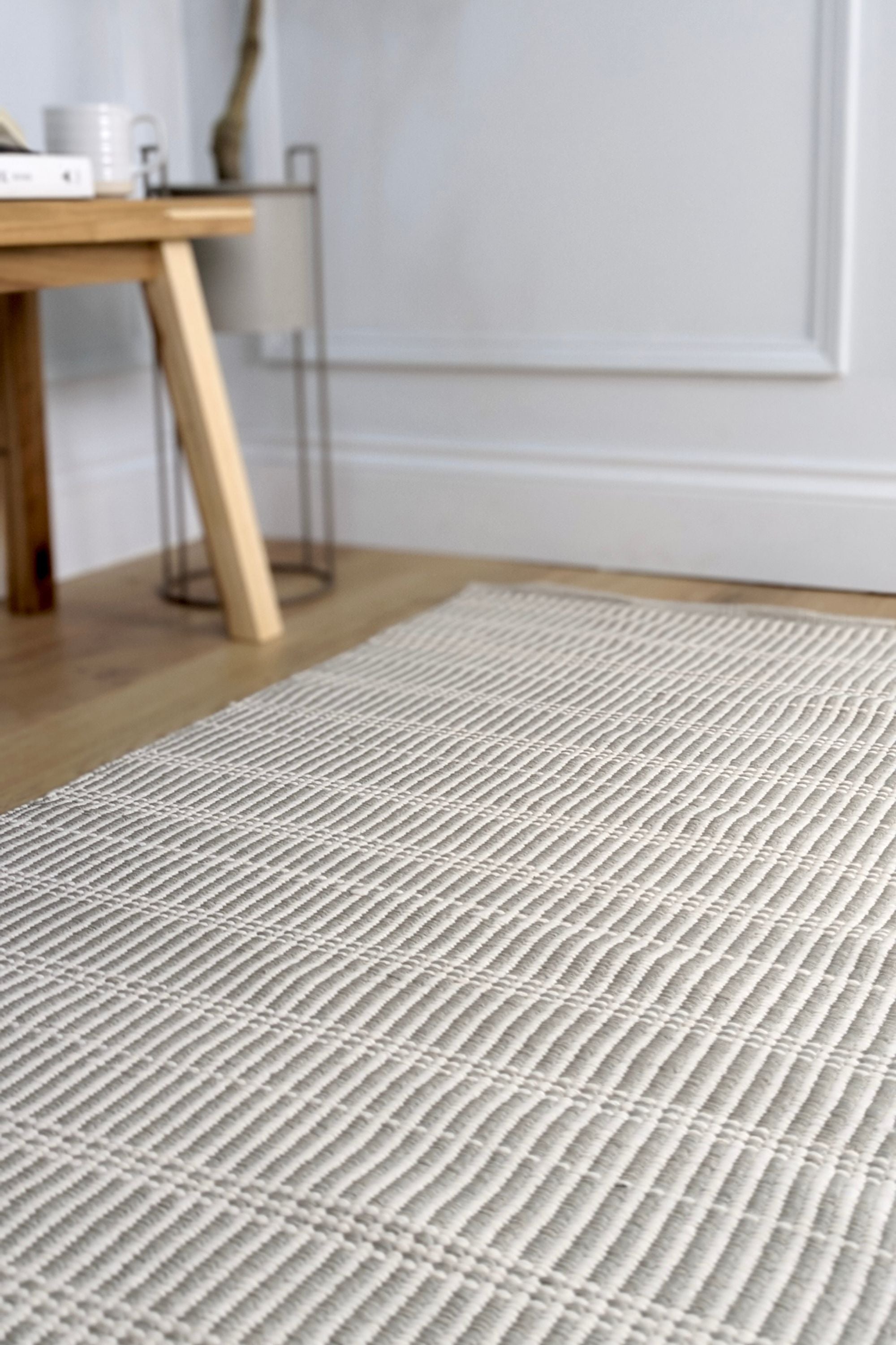 Modern striped runner in neutral tones