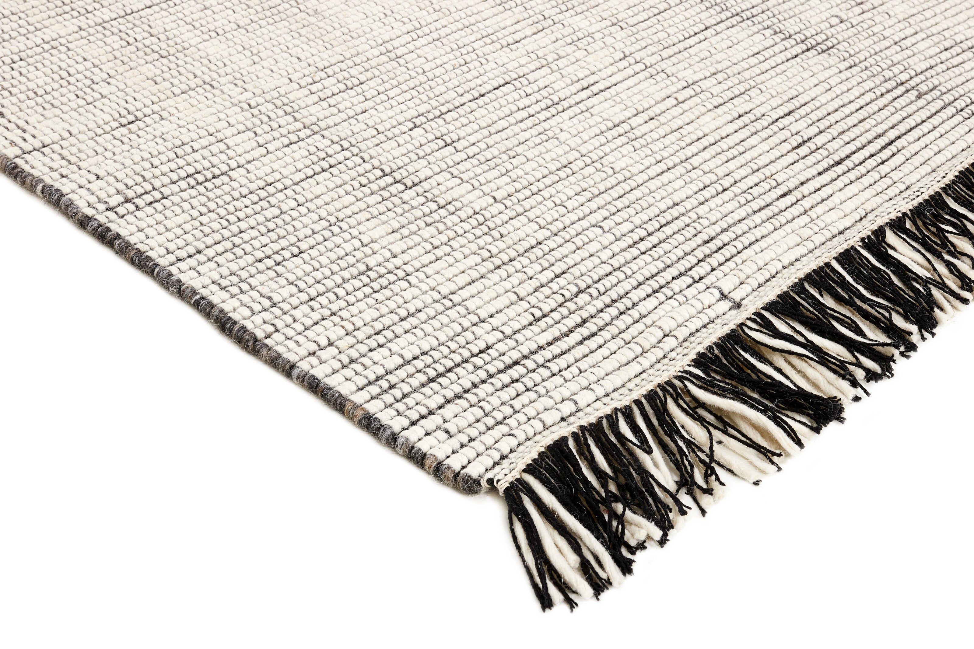 Dark grey and white textured flatweave runner