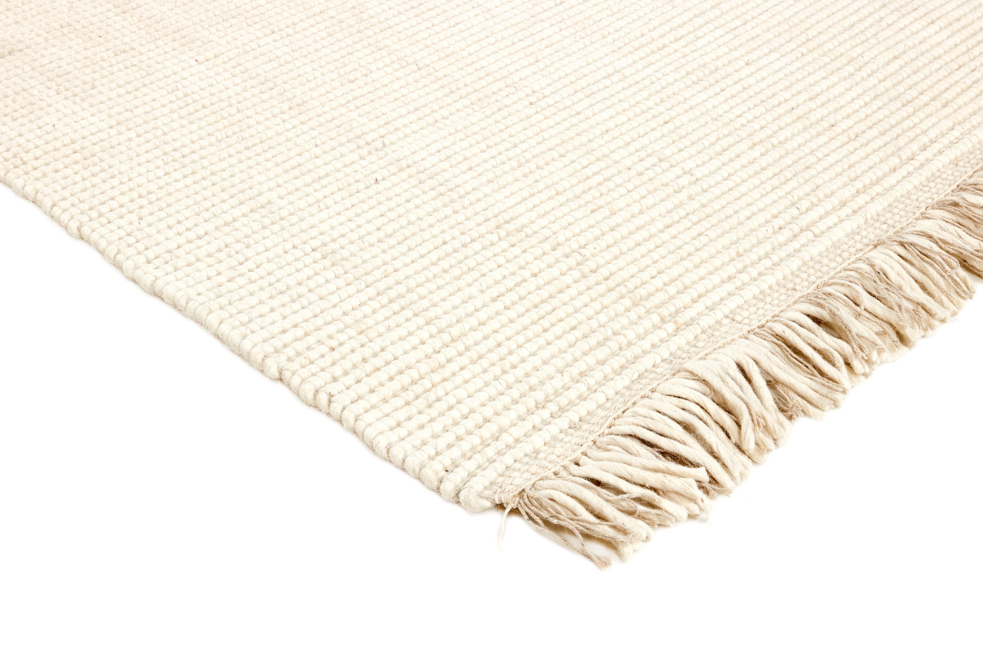 Simple white textured flatweave runner