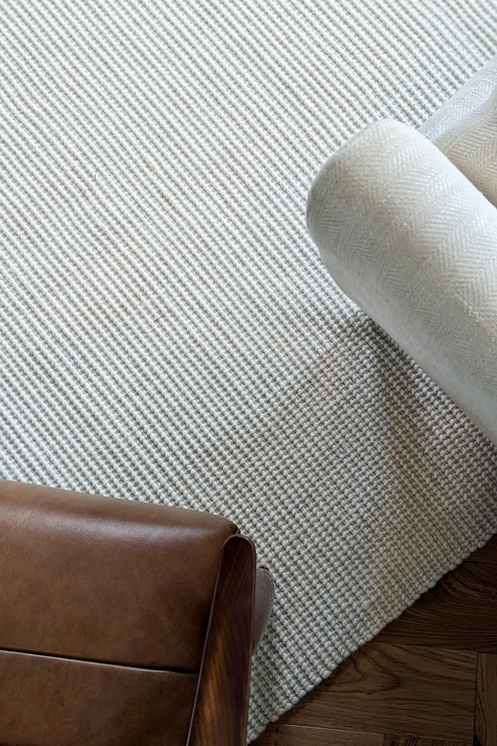 Simple white textured flatweave rug