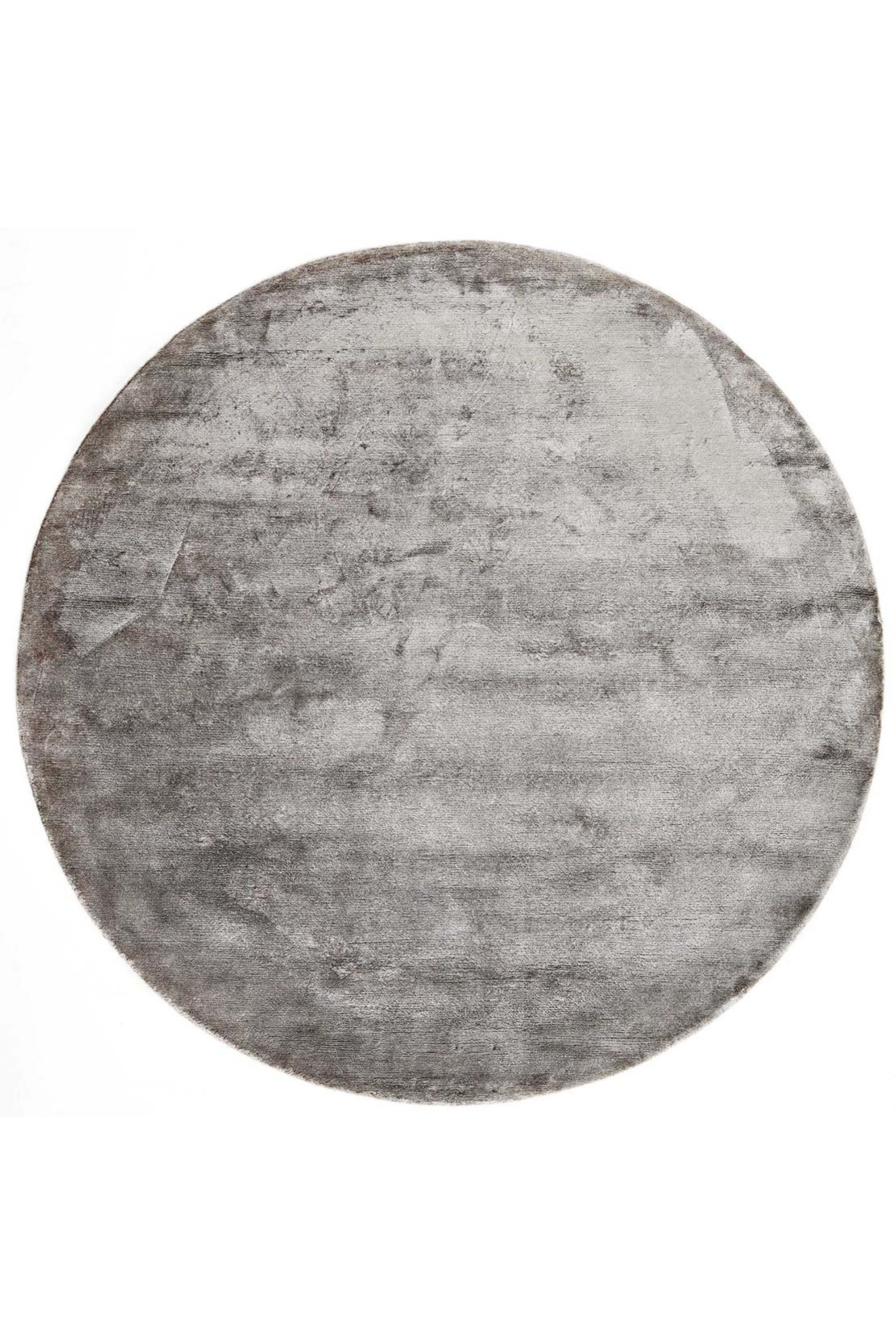 large plain grey and black viscose circle rug