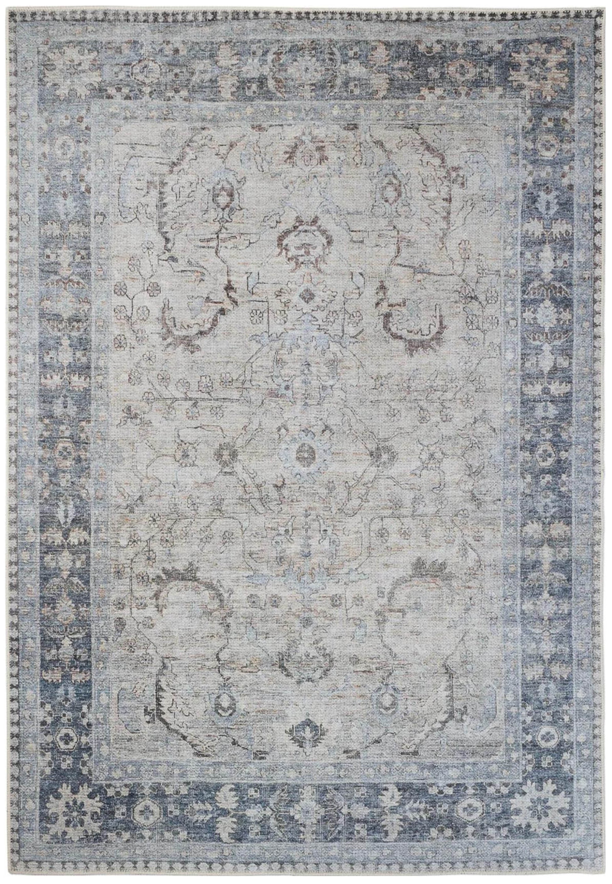 Vintage style Persian rug with bordered pattern