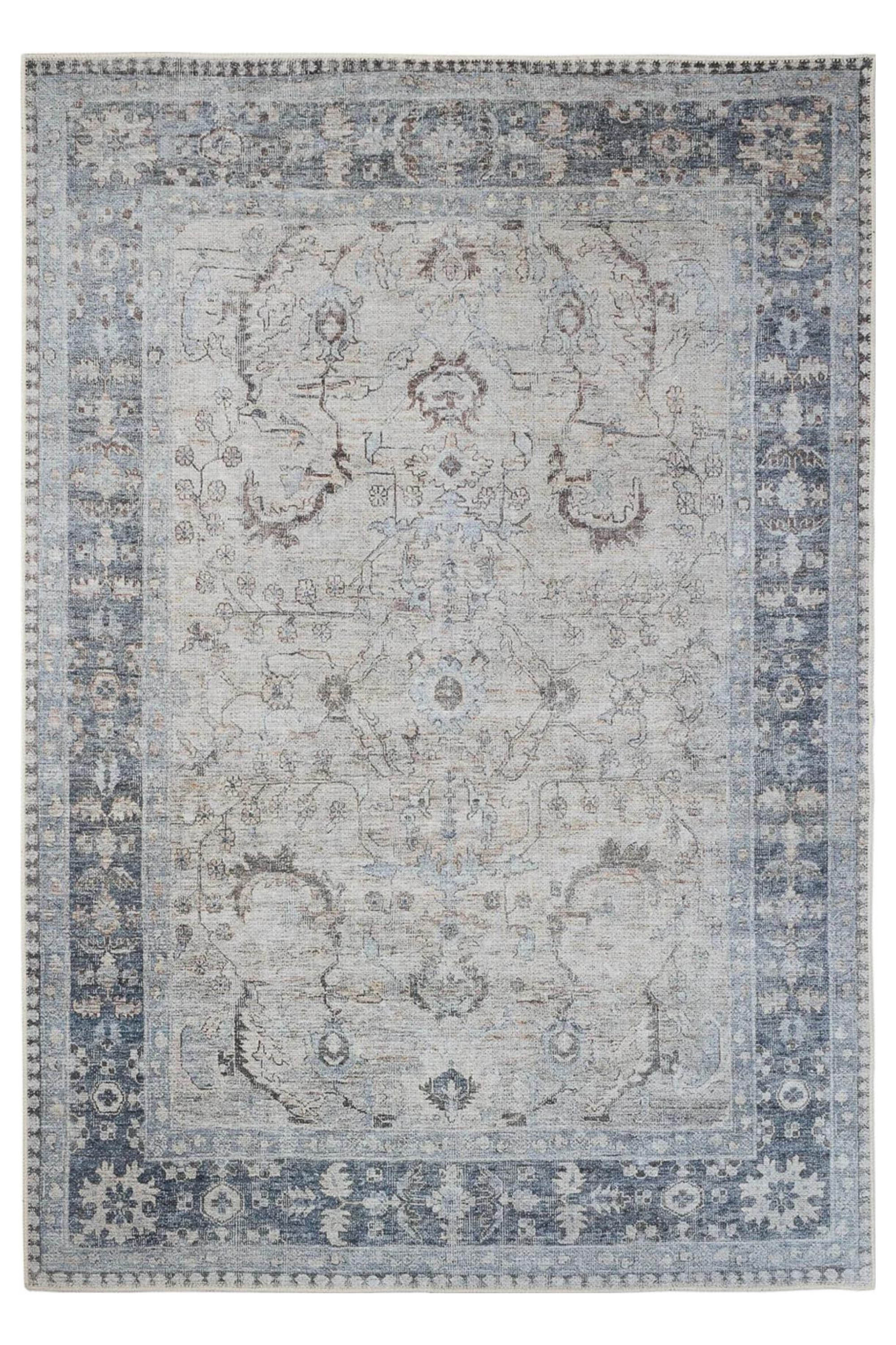 Vintage style Persian rug with bordered pattern