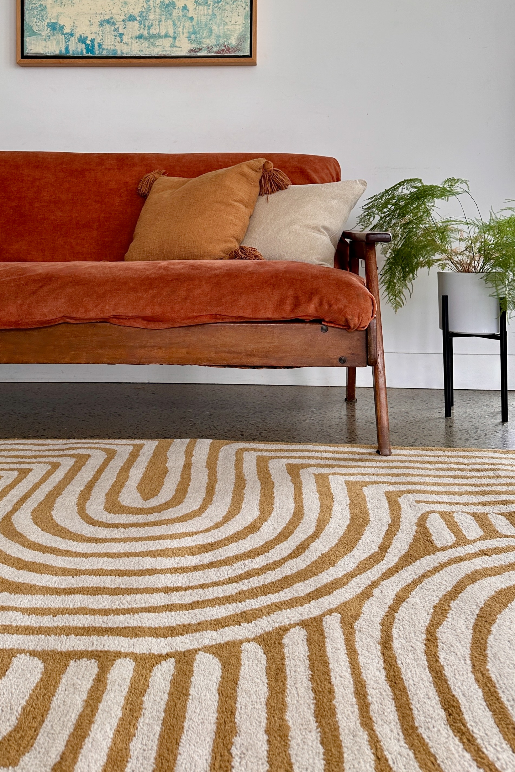 Reef Curve Ochre Rug RF28