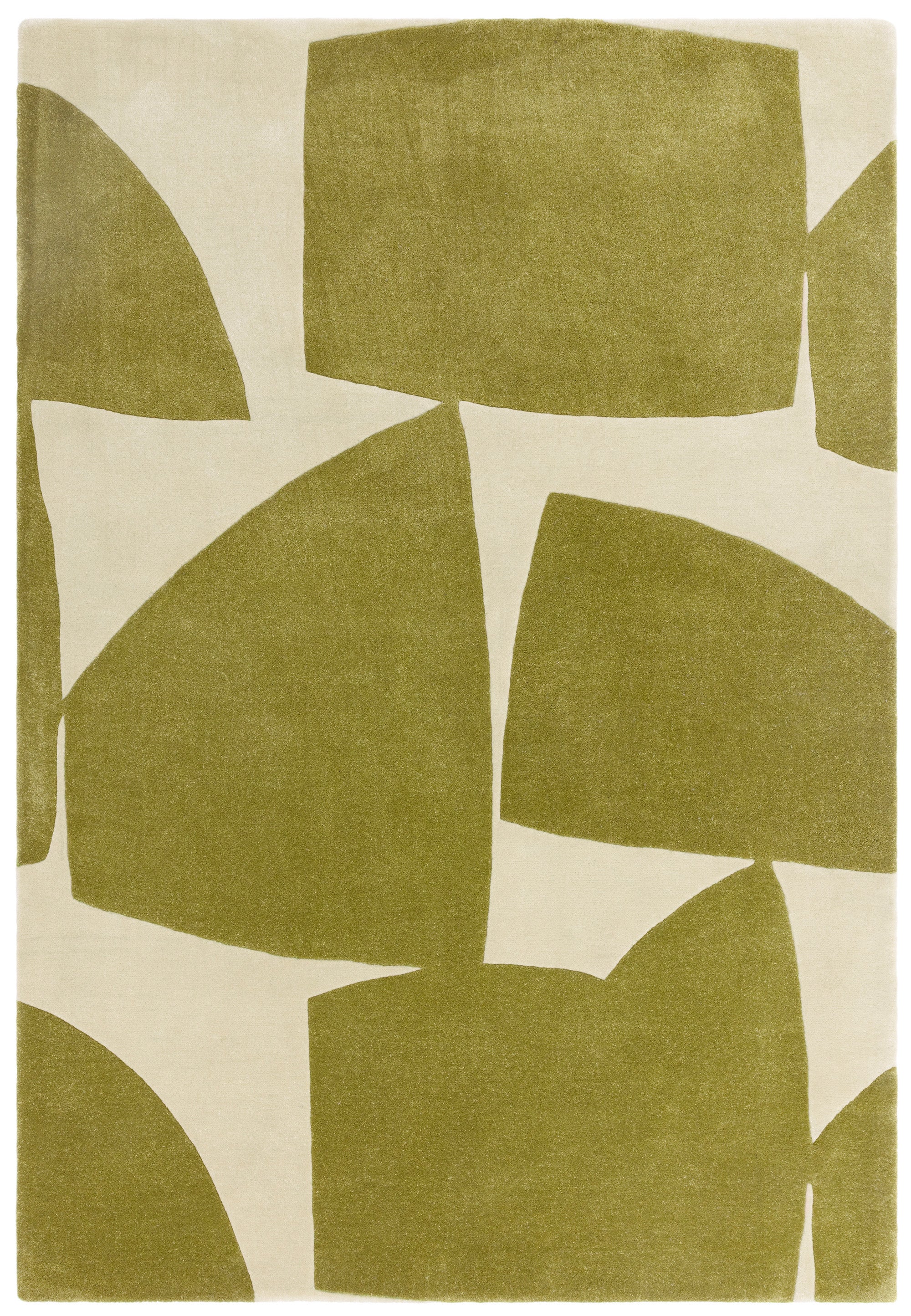 Sage green and cream rug with abstract pattern