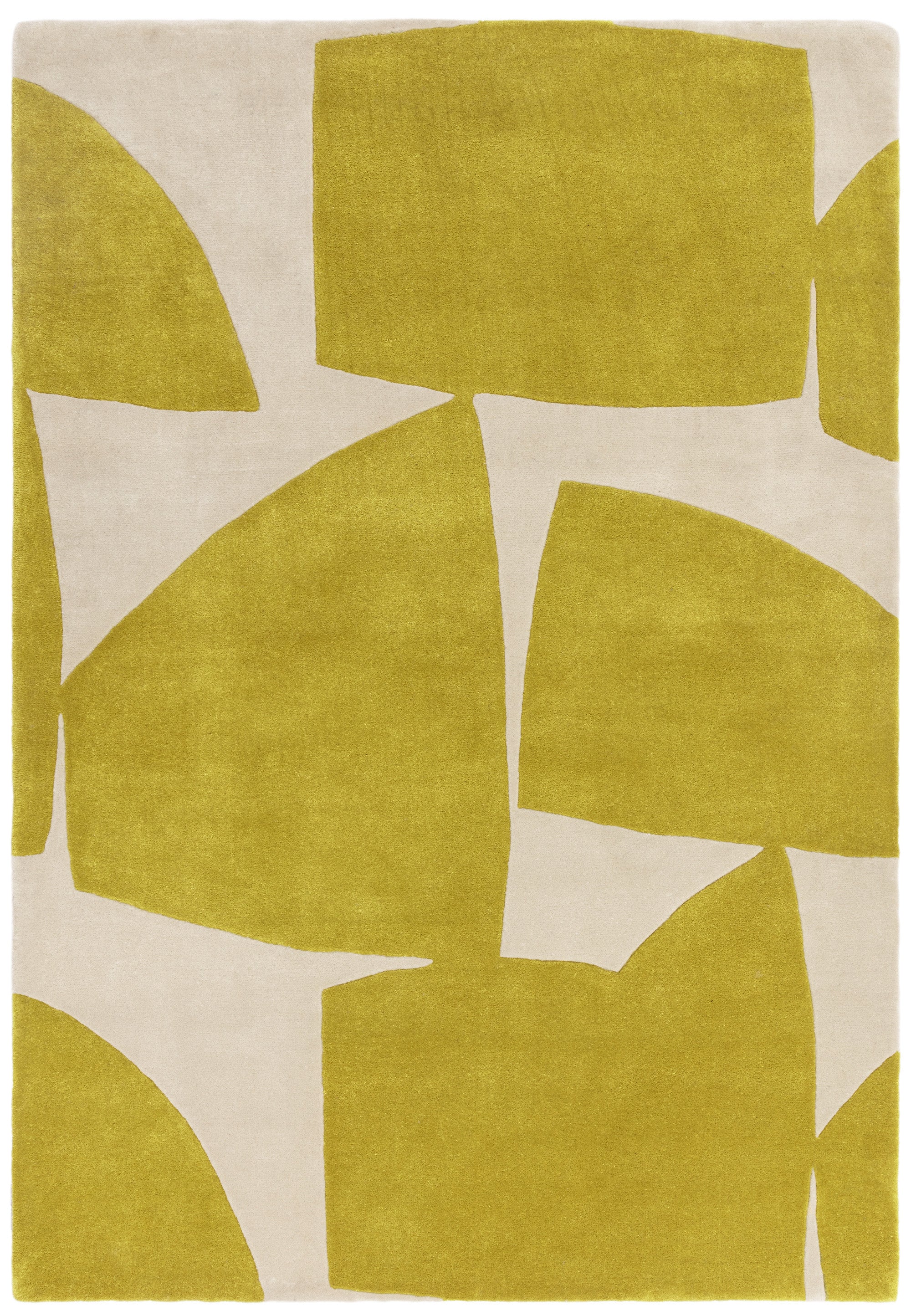 Yellow and cream rug with abstract pattern