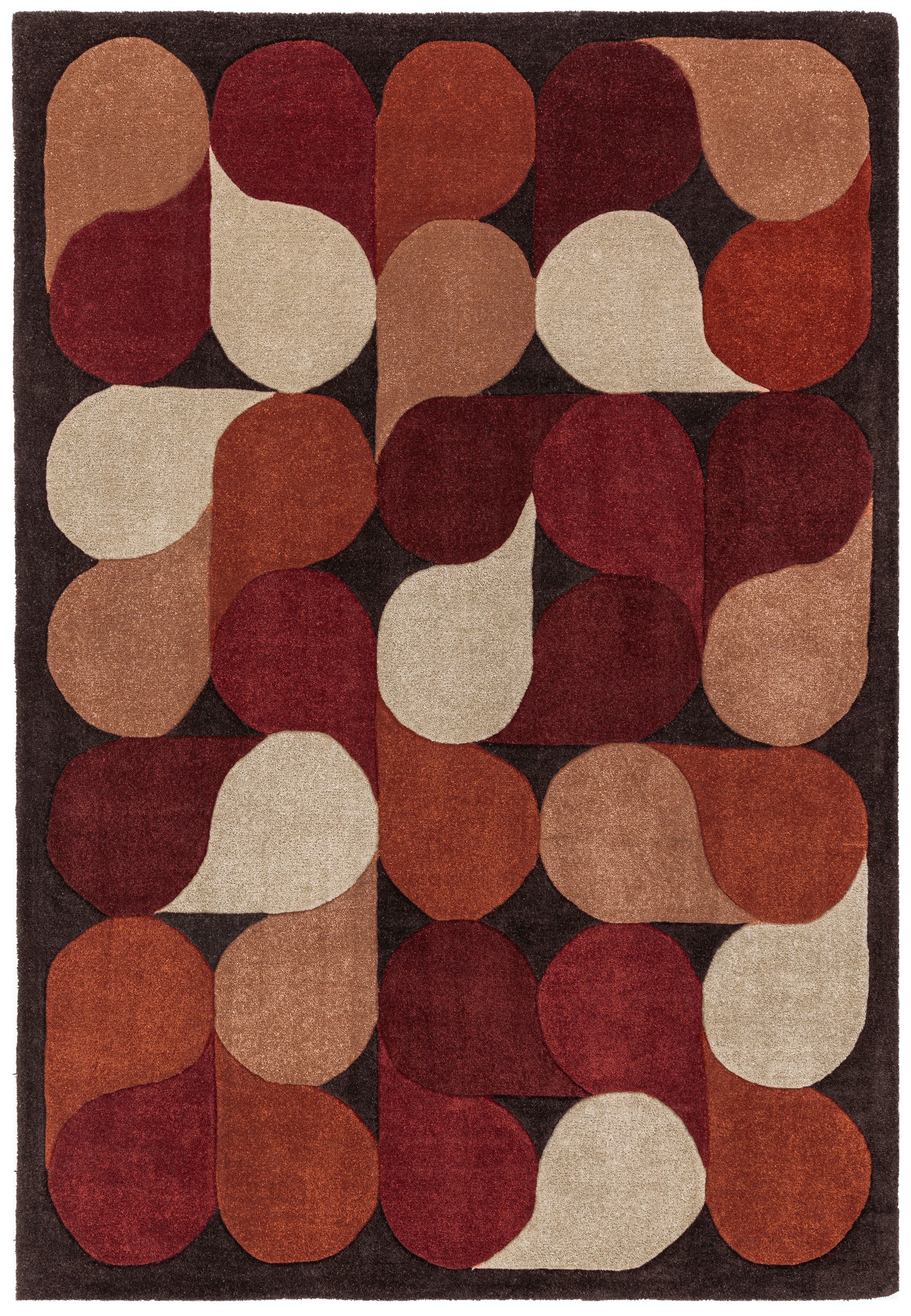 Red rug with an abstract pattern