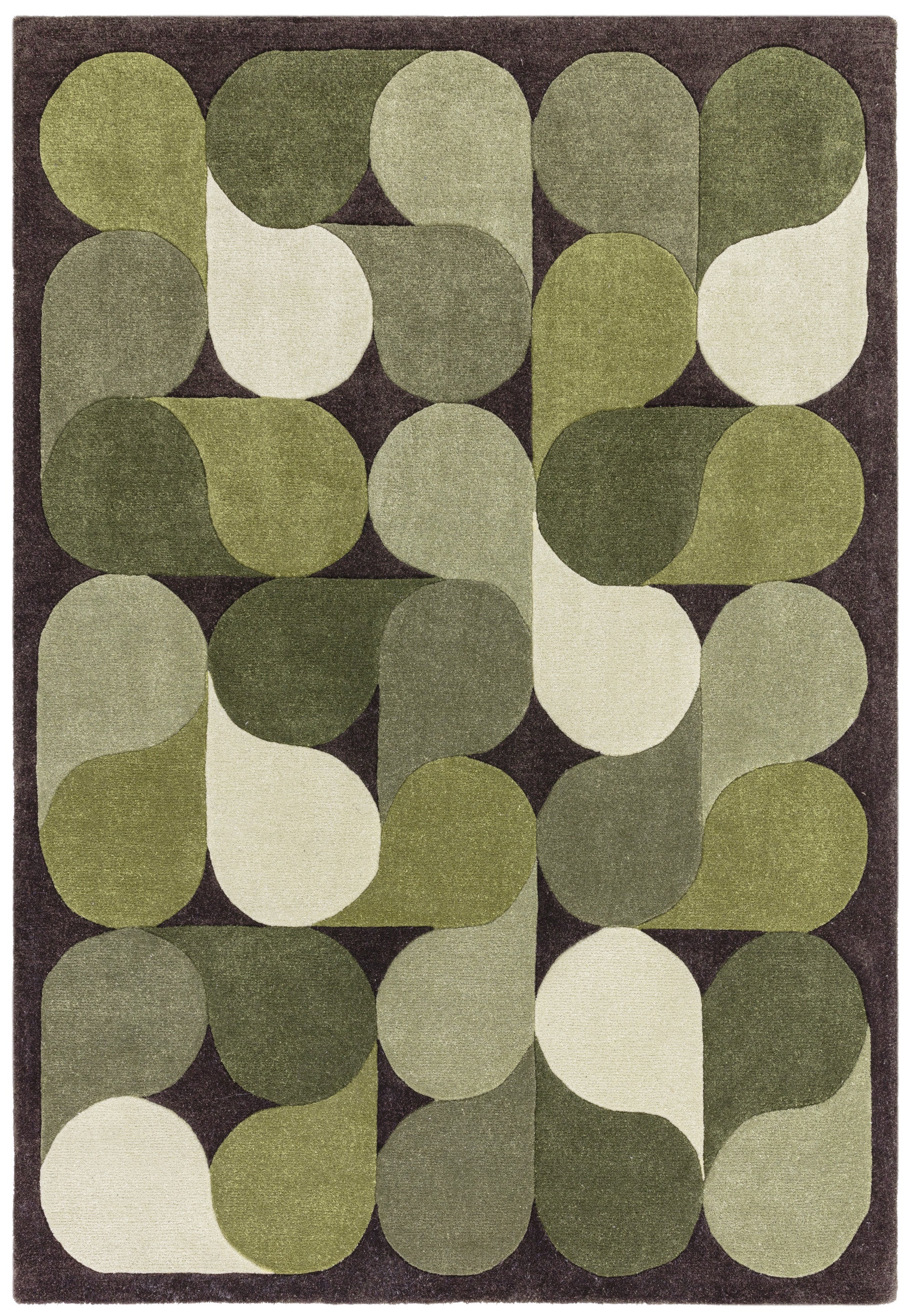 Green rug with an abstract pattern