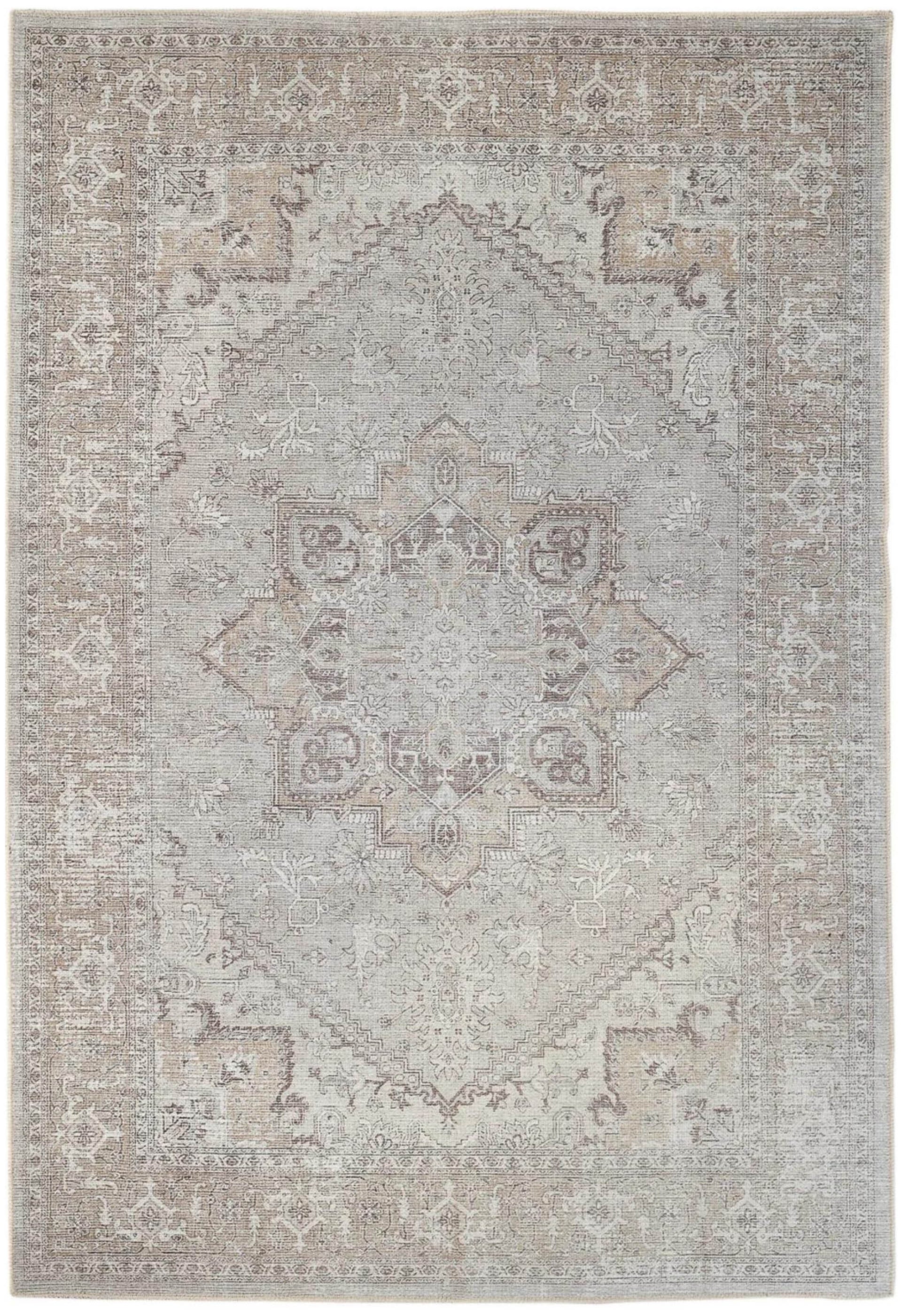 Brown bordered vintage style rug