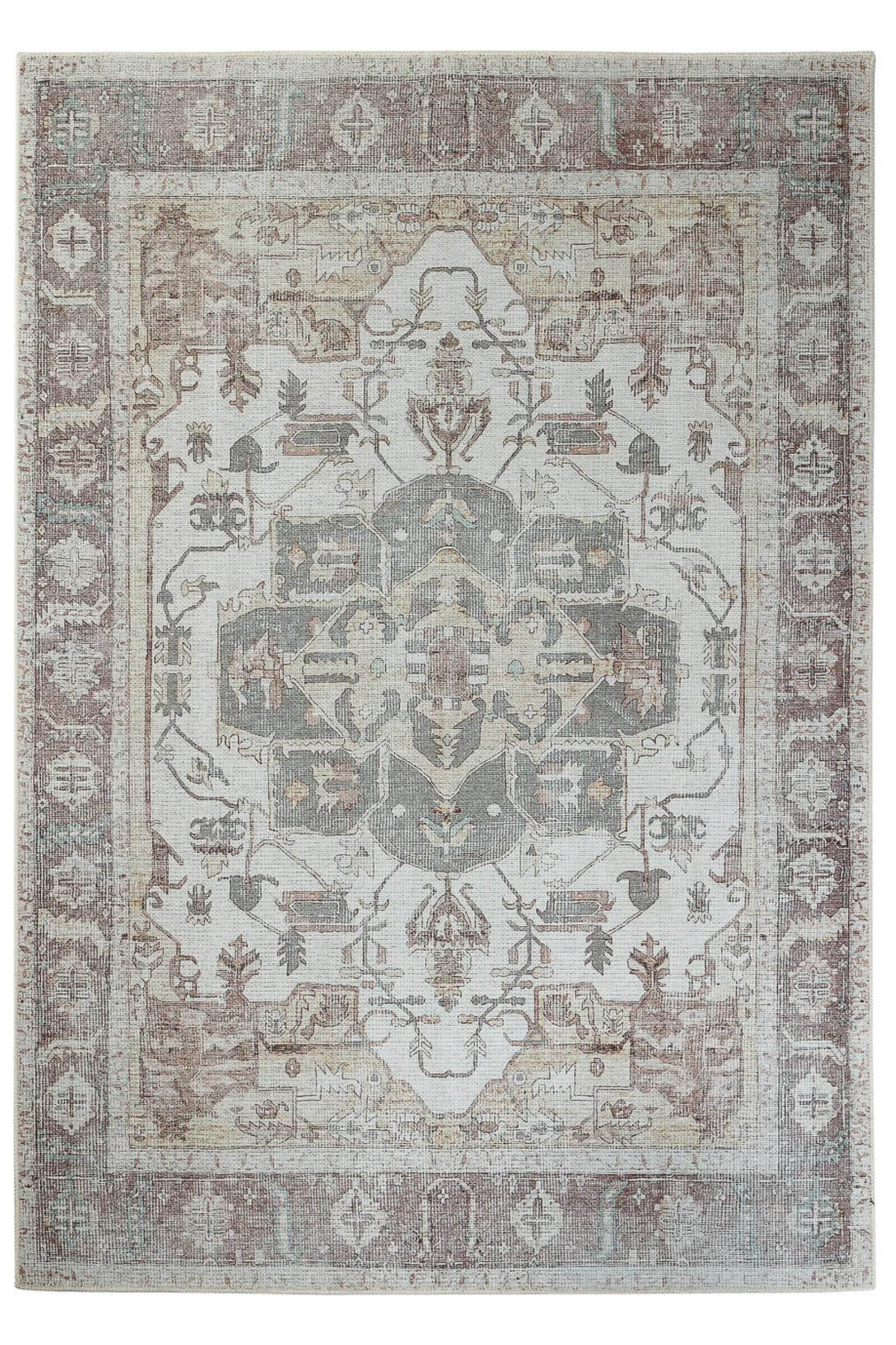 Bordered brown vintage style rug