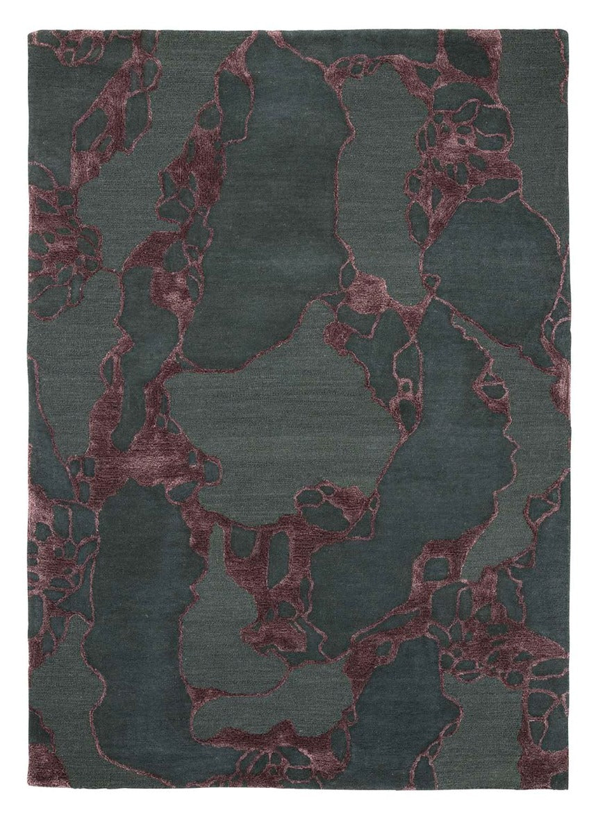 abstract rug in grey and burgundy
