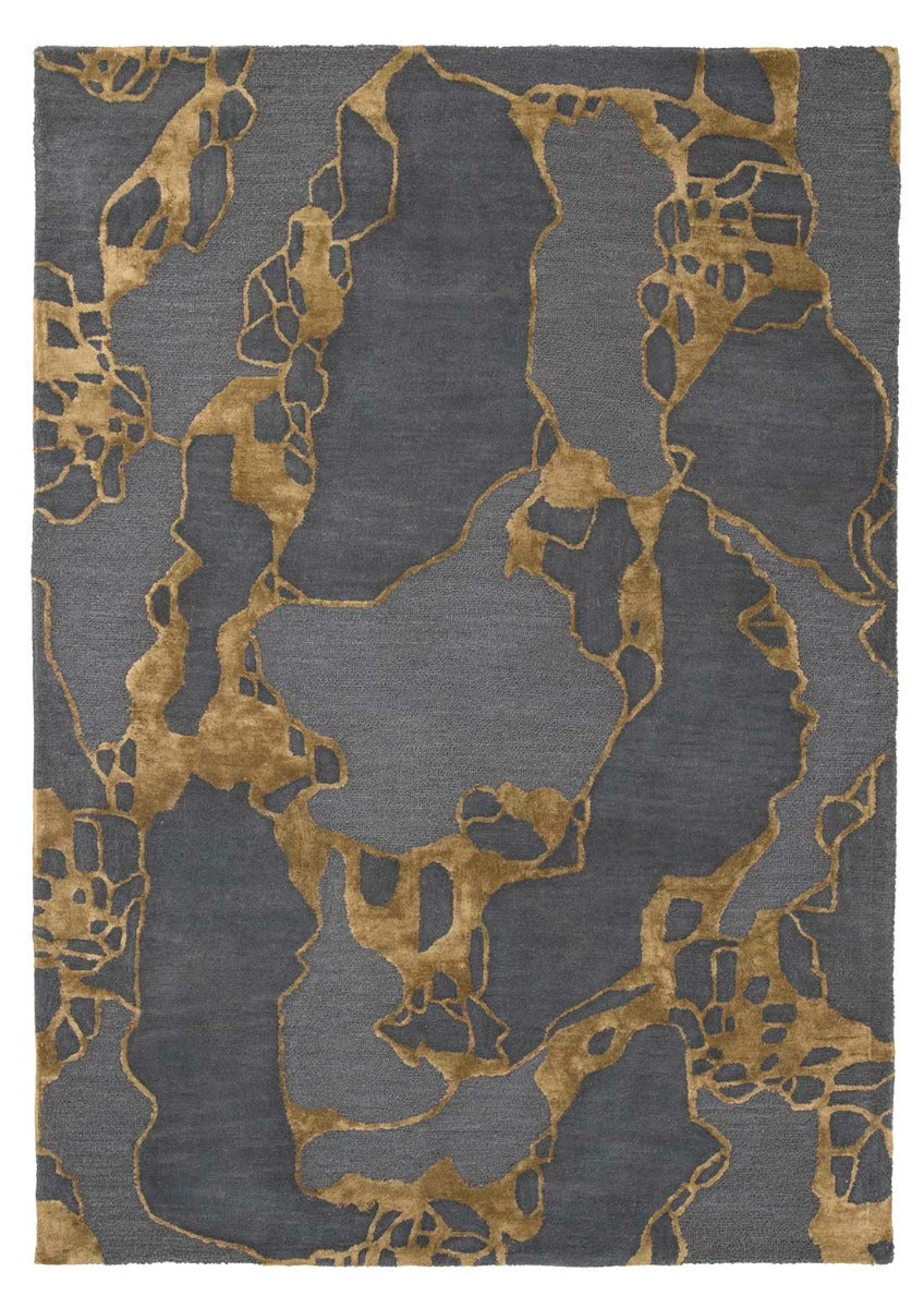 abstract rug in grey and ochre
