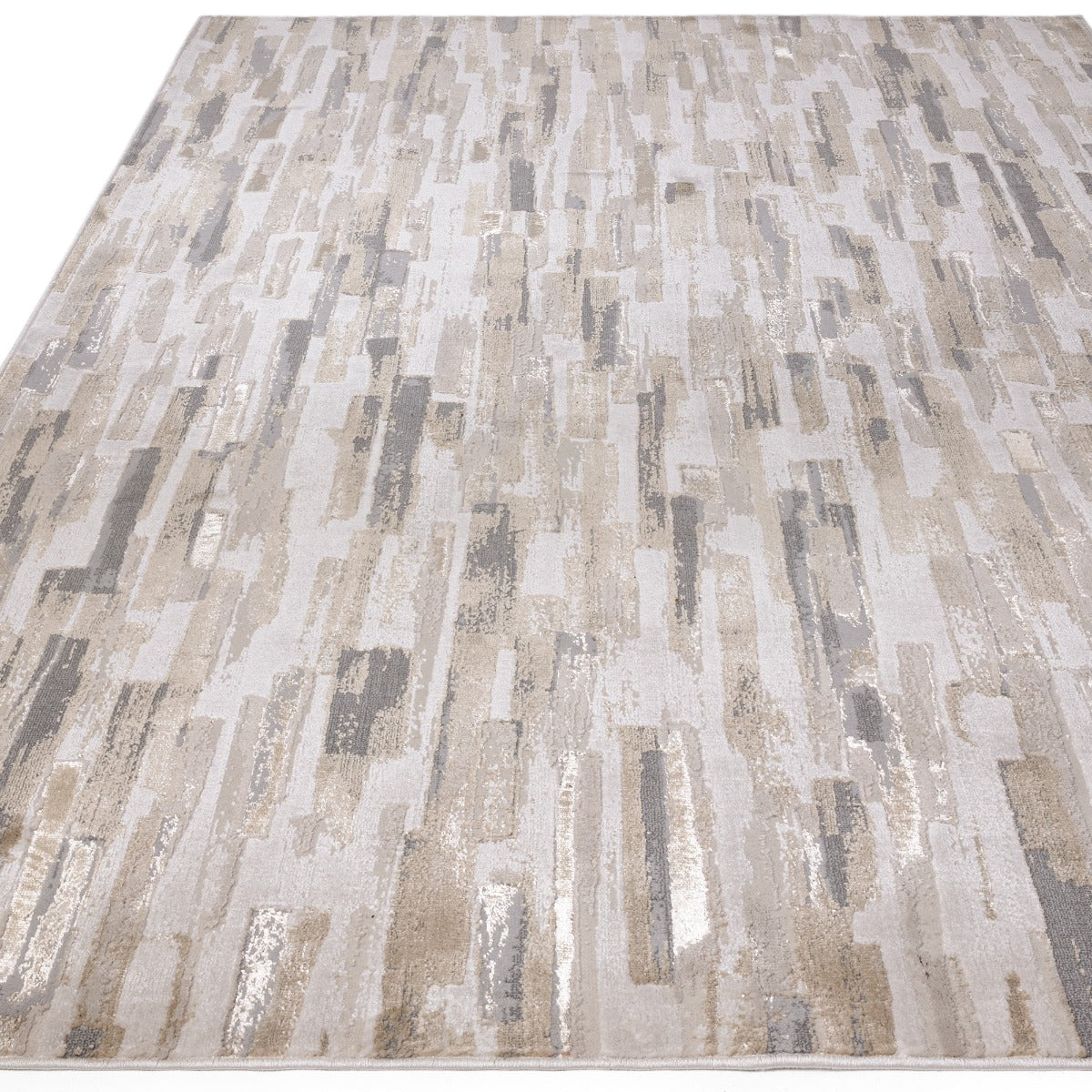 abstract polyester modern rug in beige