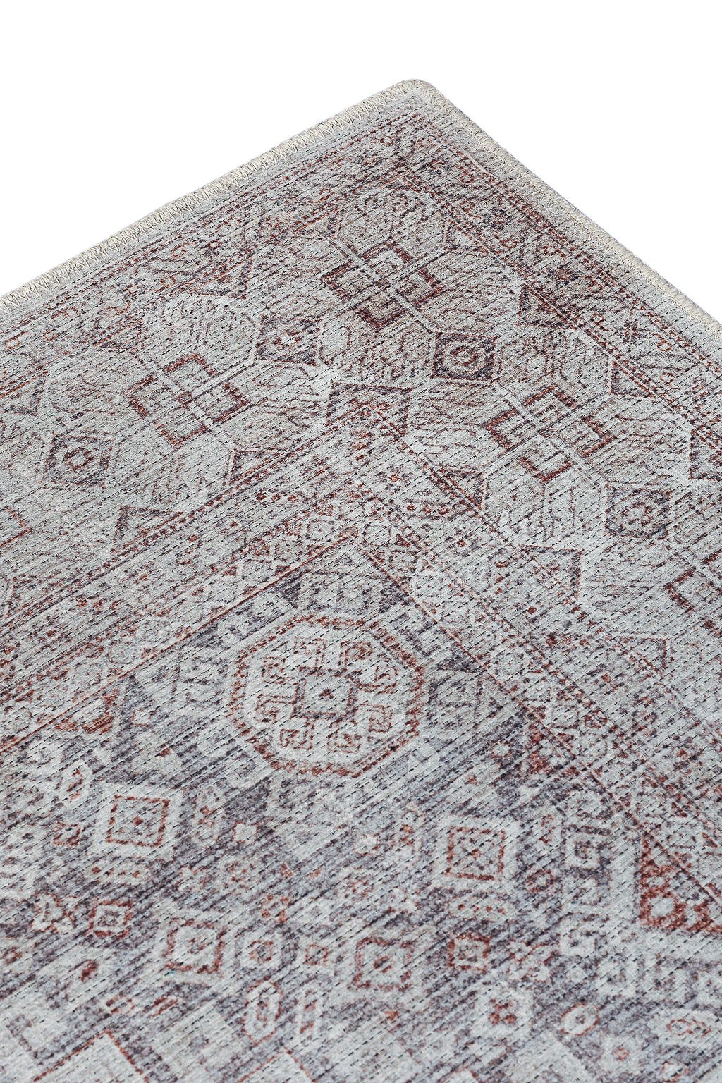 Grey bordered vintage style rug