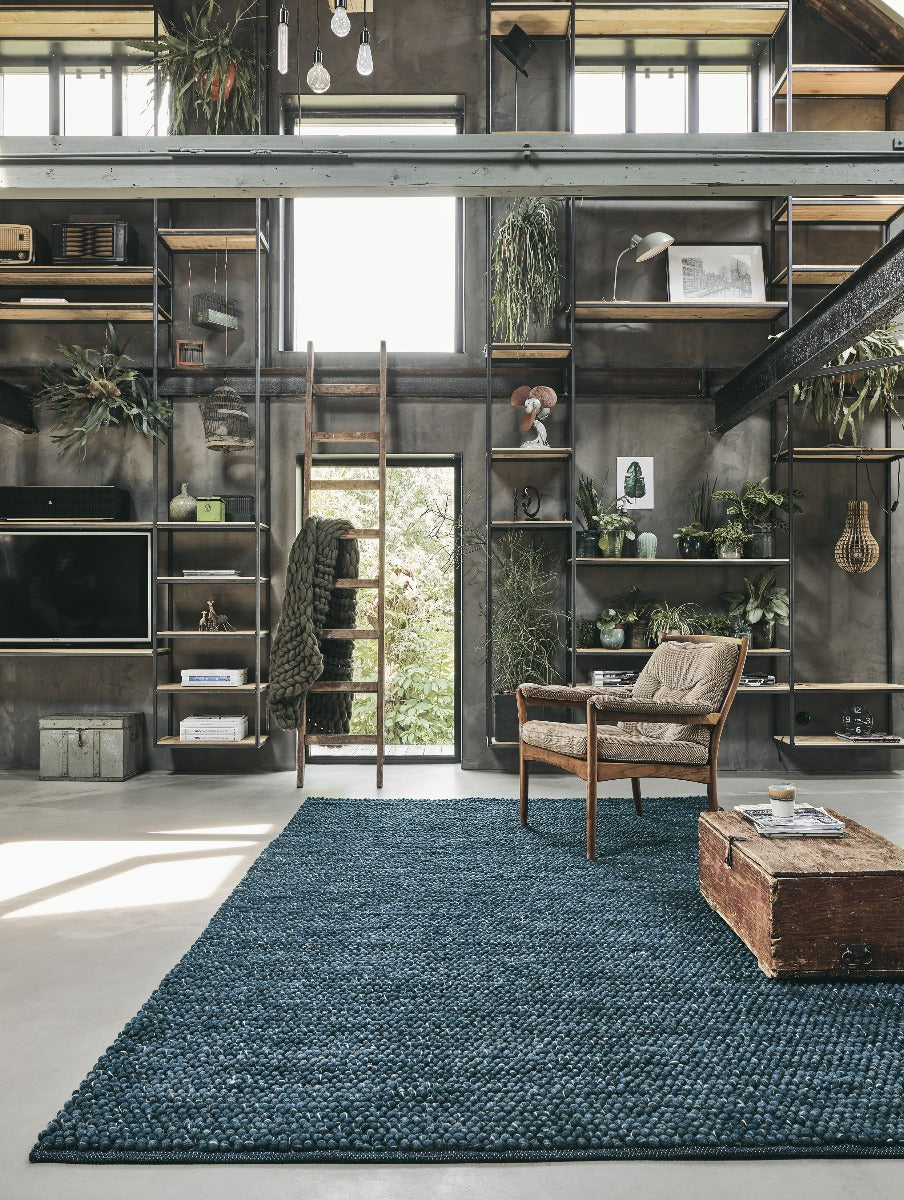 brink and campman blue textured wool and jute rug