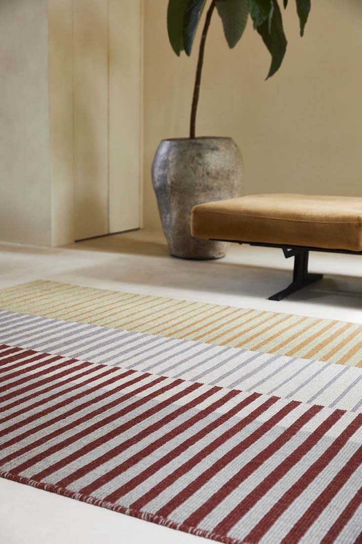striped wool custom size rug in multicolour 
