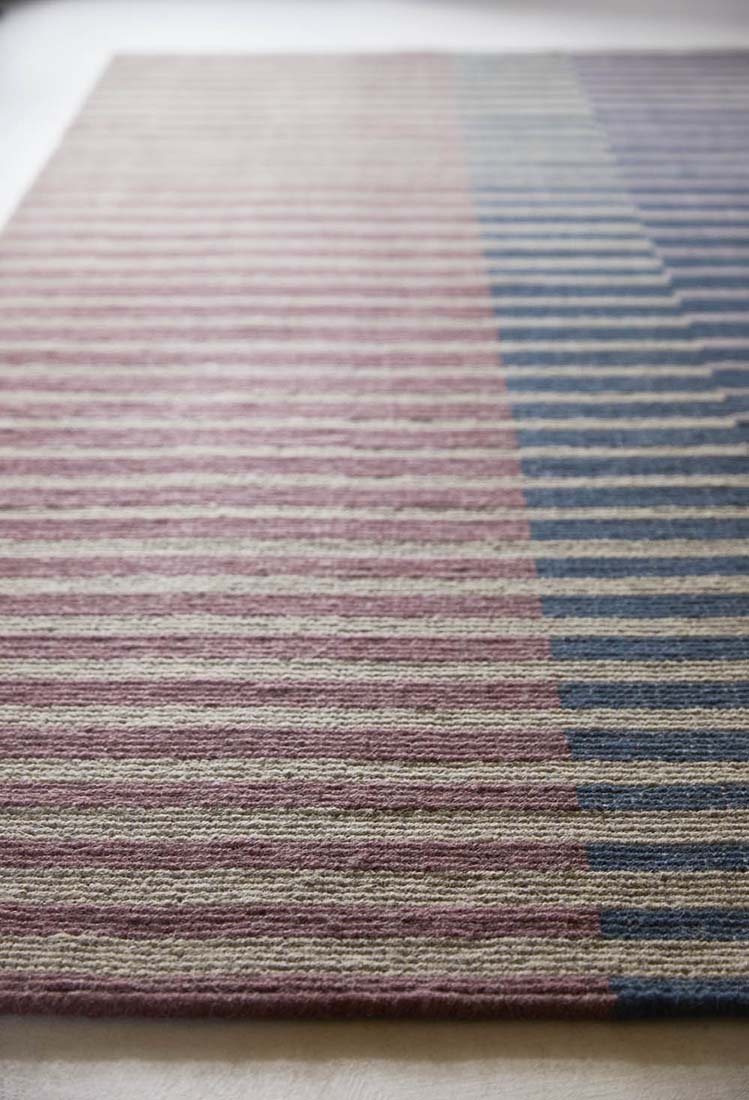 striped wool custom size rug in multicolour 
