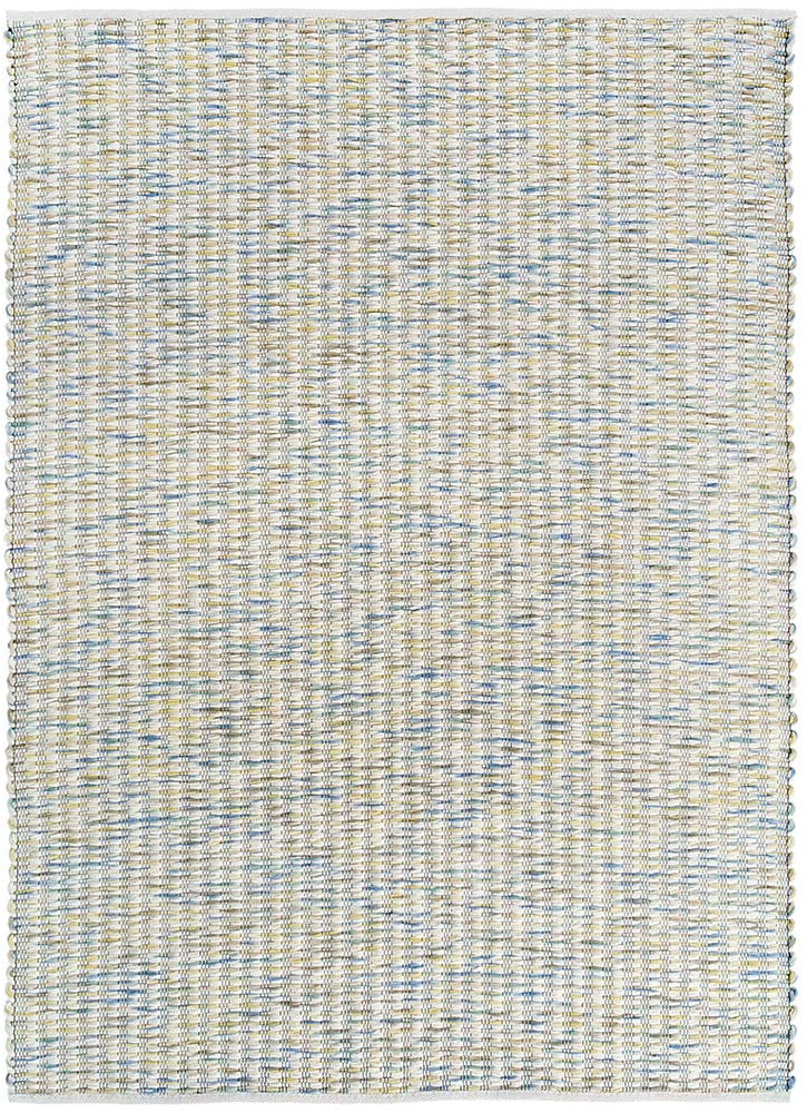 cream, blue, yellow and green textured area rug 

