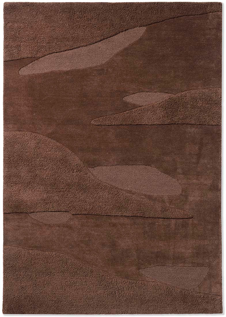 brown wool rug with shapes
