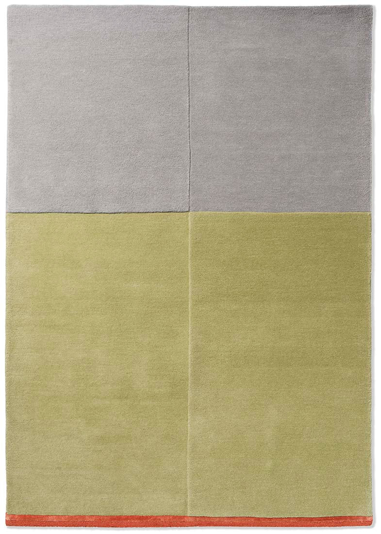 abstract rug in green, grey and red
