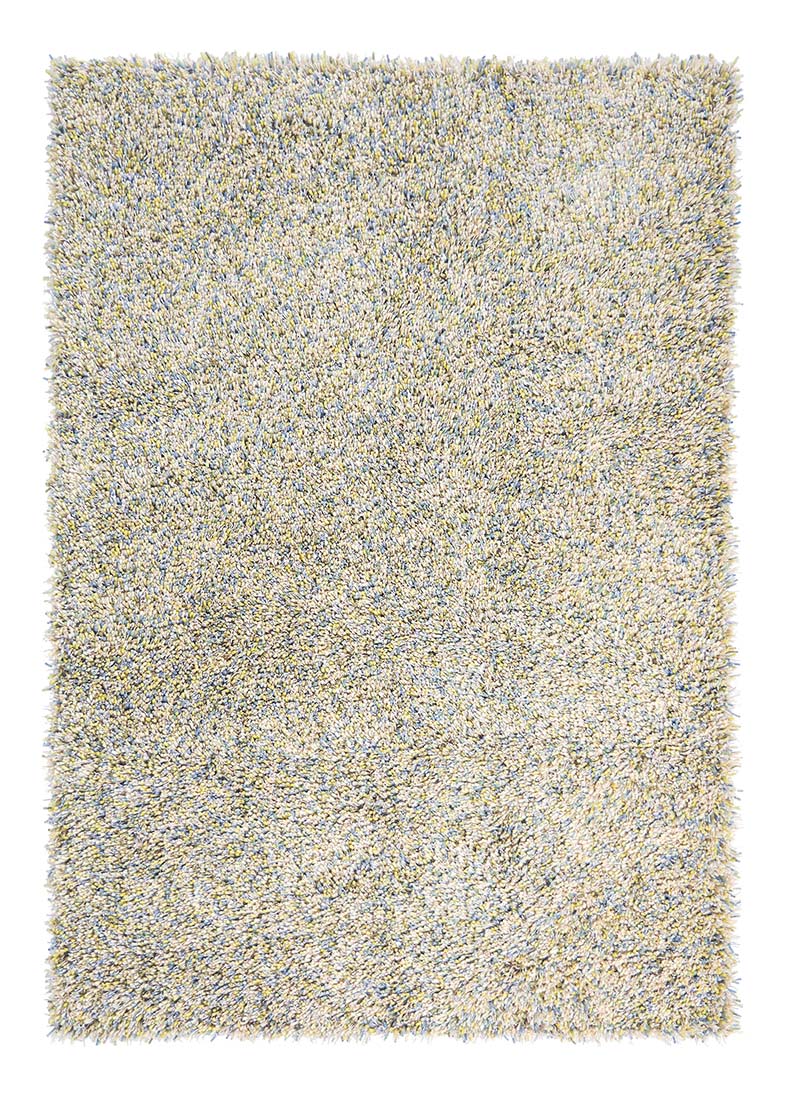 yellow, blue and green shagpile area rug 
