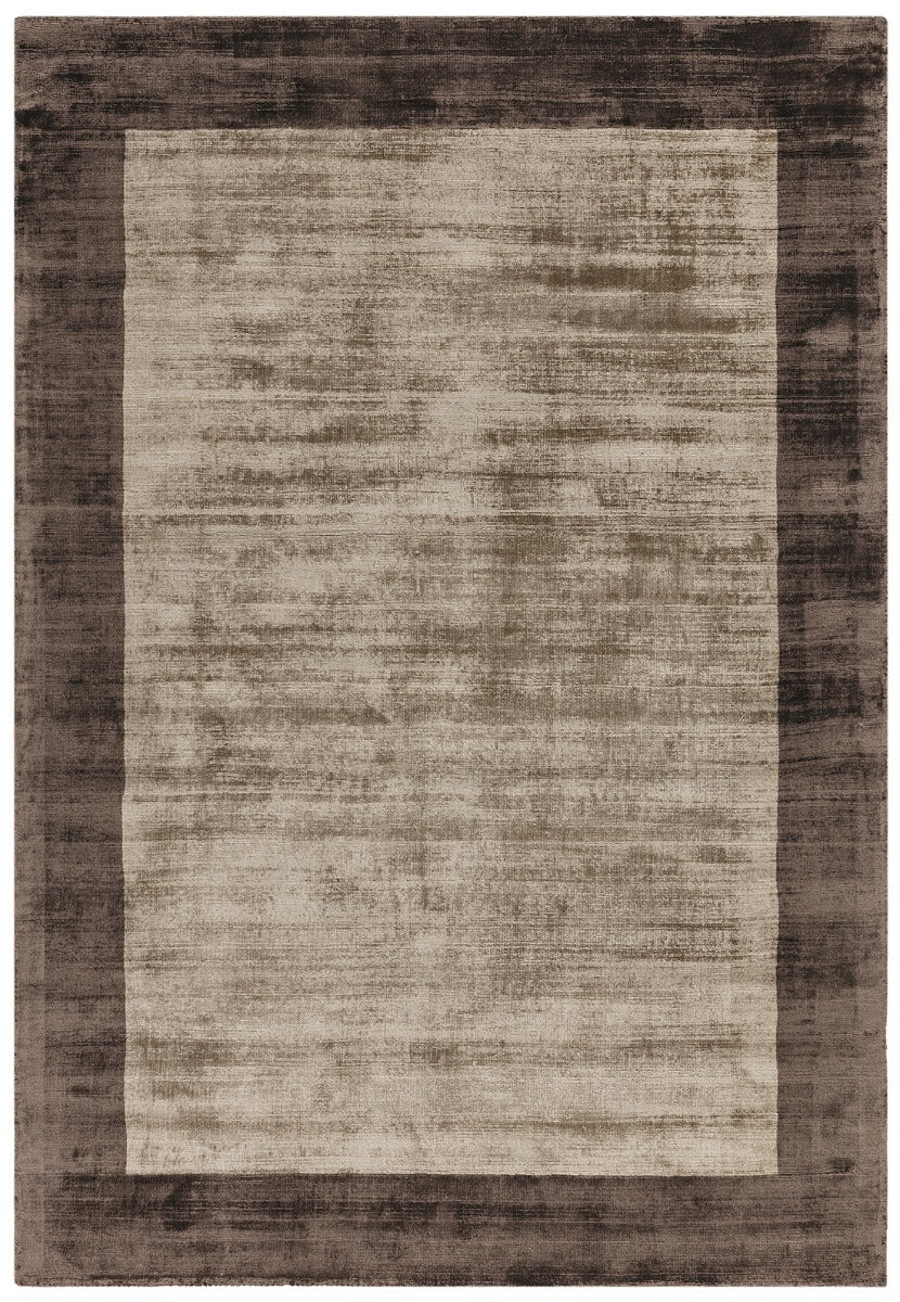 plain brown rug with border