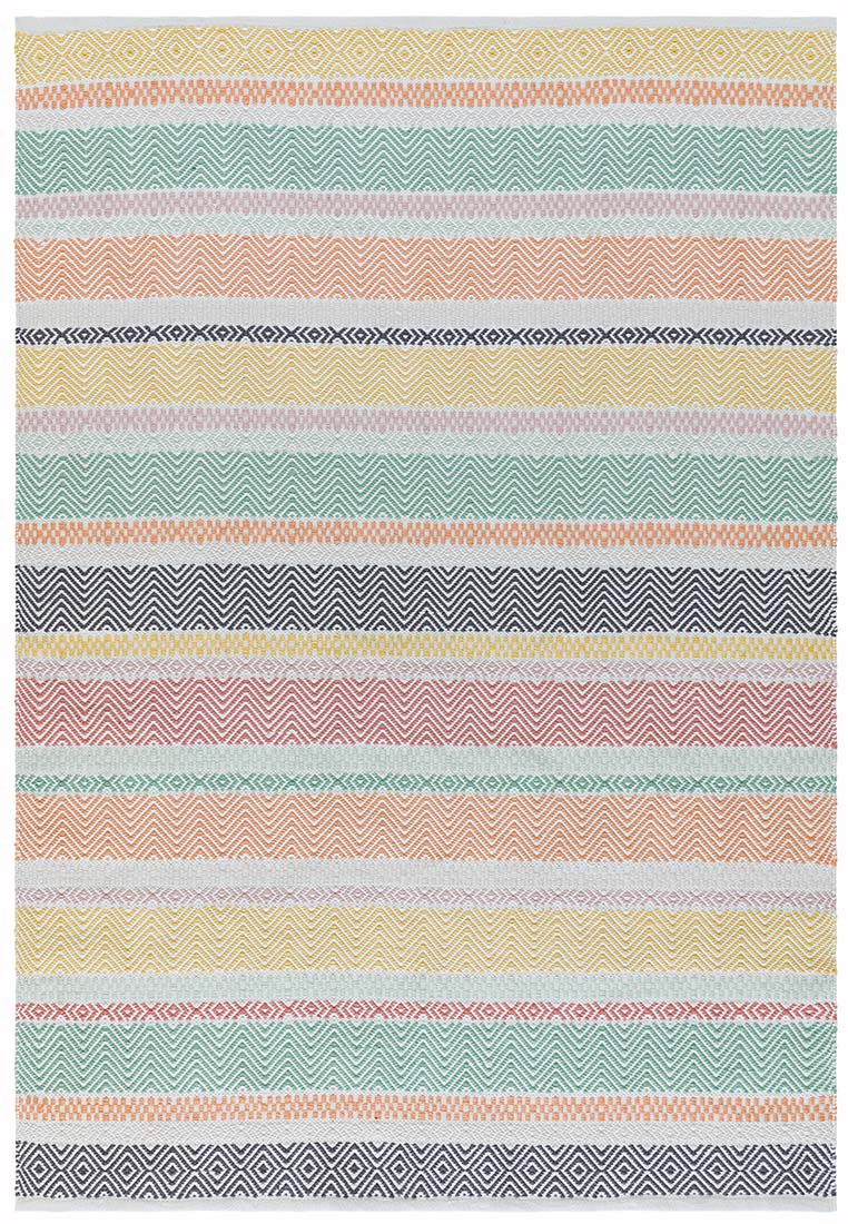 multicolour indoor/outdoor rug with stripe pattern
