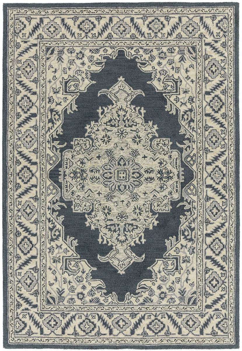 black and grey vintage style rug