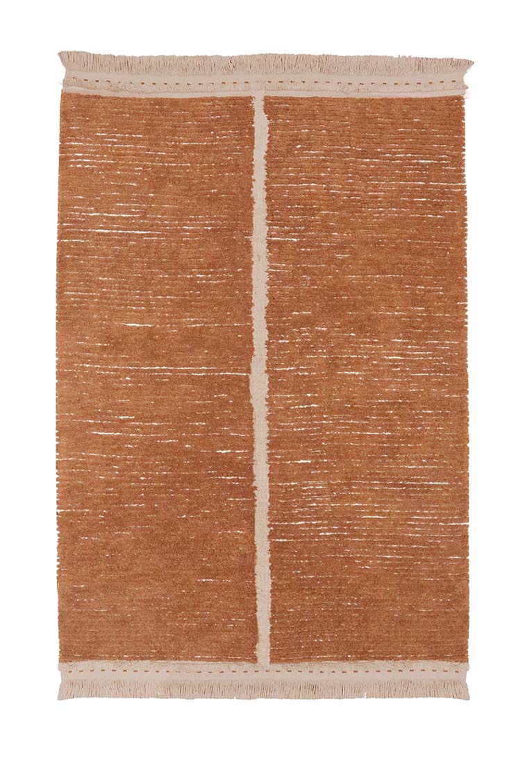 reversible textured rug in beige and brown
