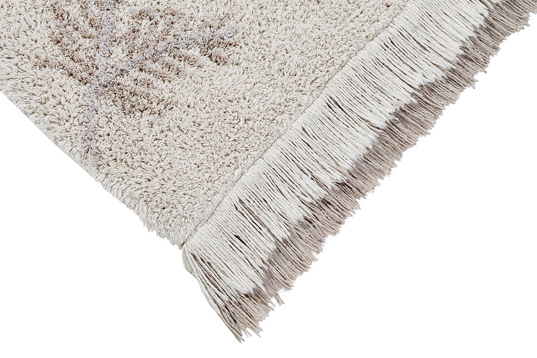 Beige floral cotton rug
