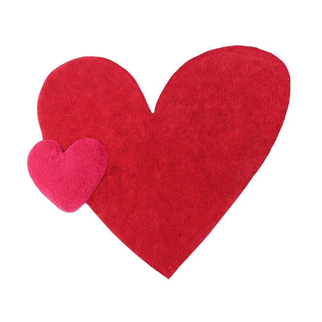 heart shaped rug with heart shaped cushion