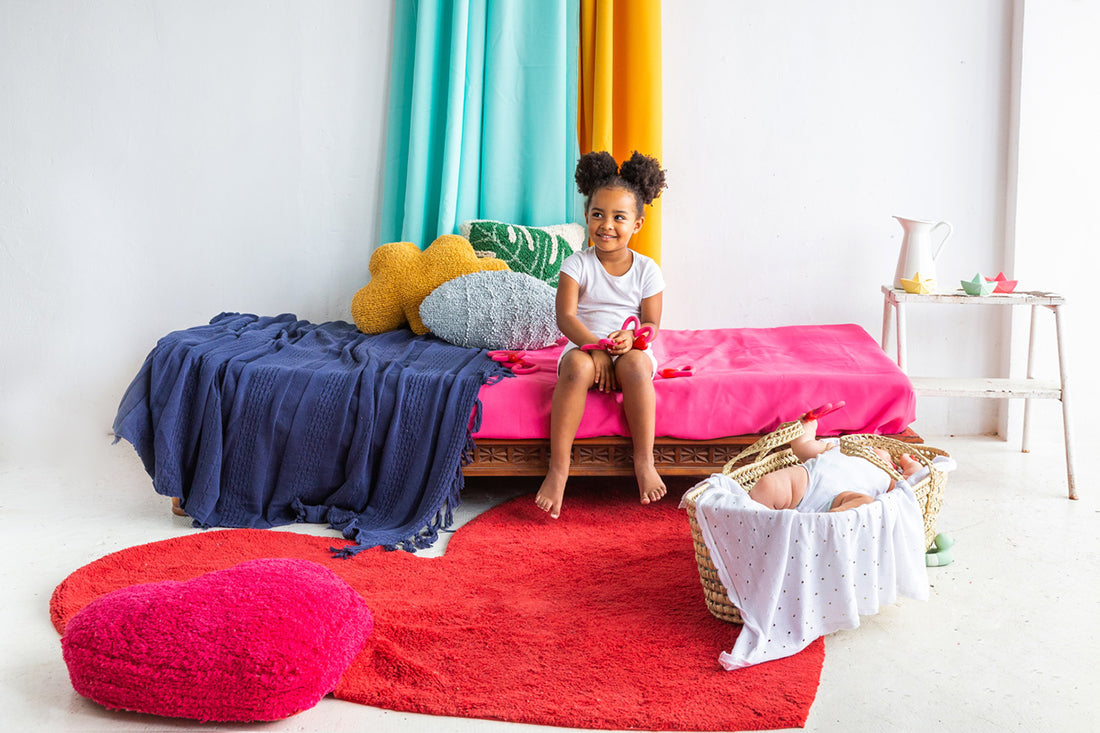 heart shaped rug with heart shaped cushion