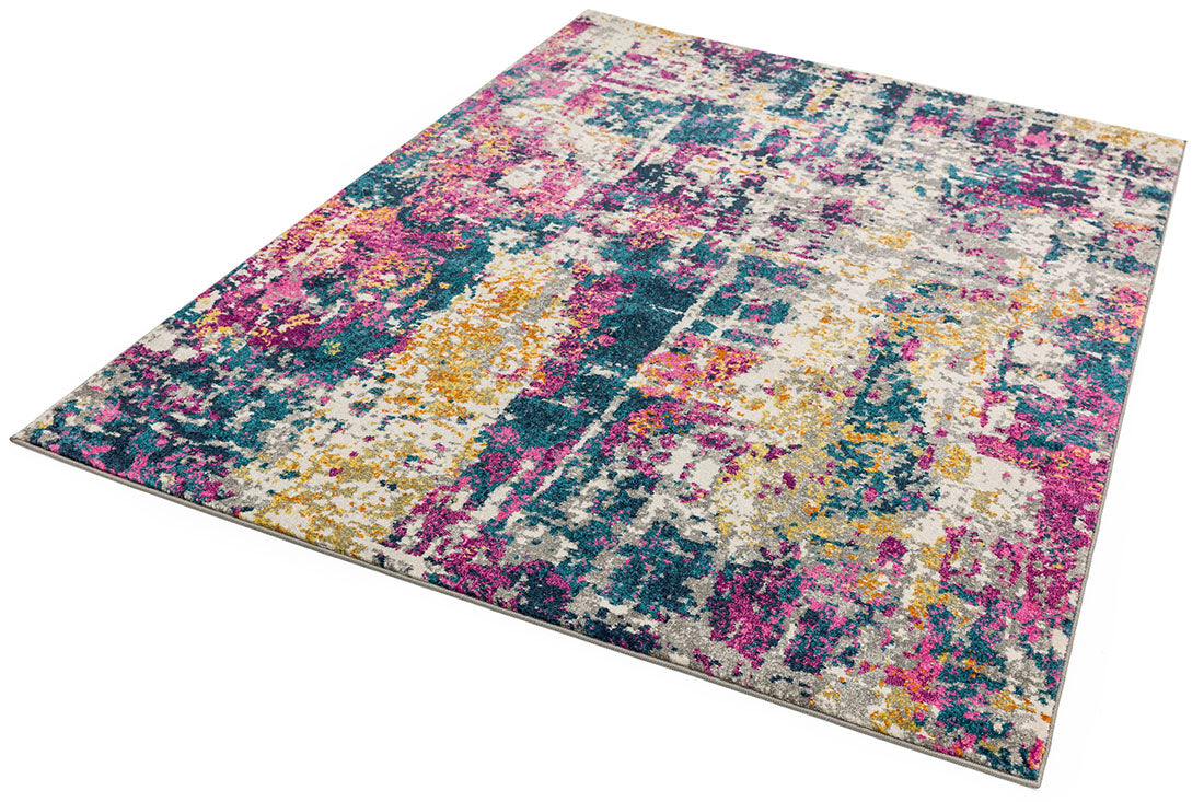 Abstract polypropylene rug in pink