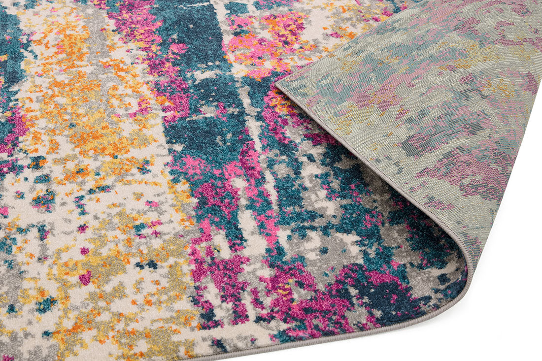 Abstract polypropylene rug in pink