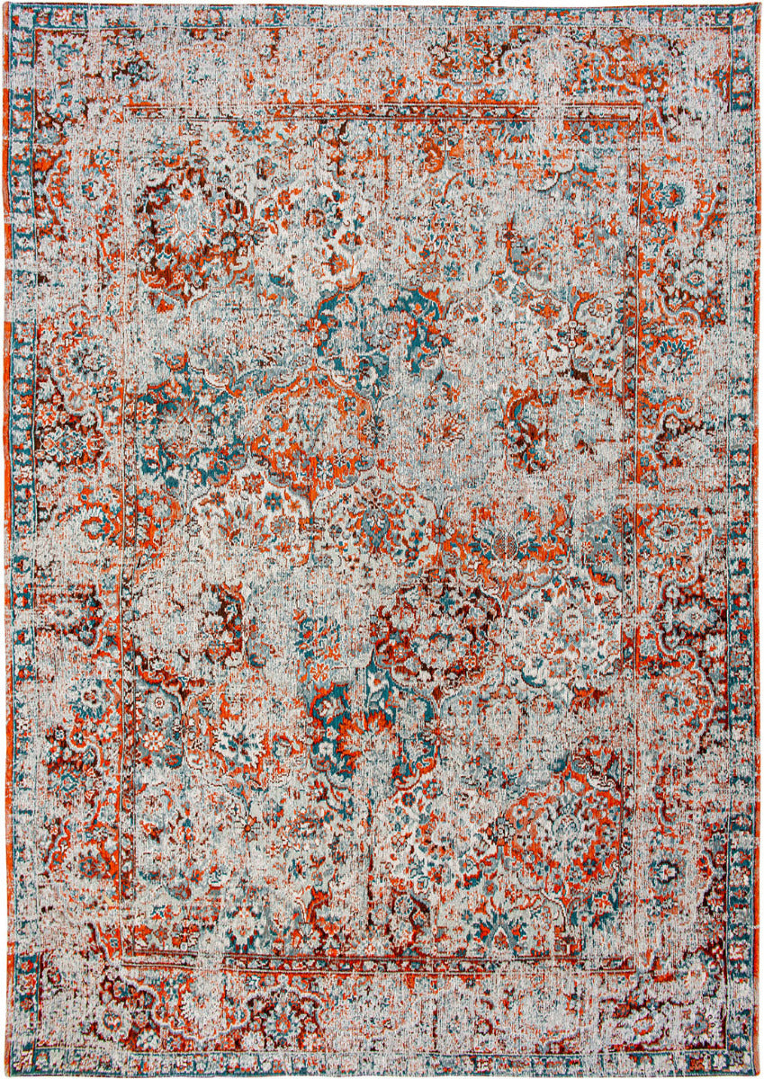 white, blue and orange vintage style rug