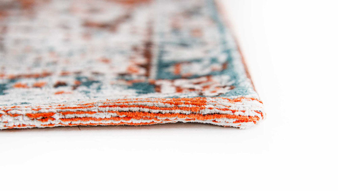  blue and orange vintage style rug