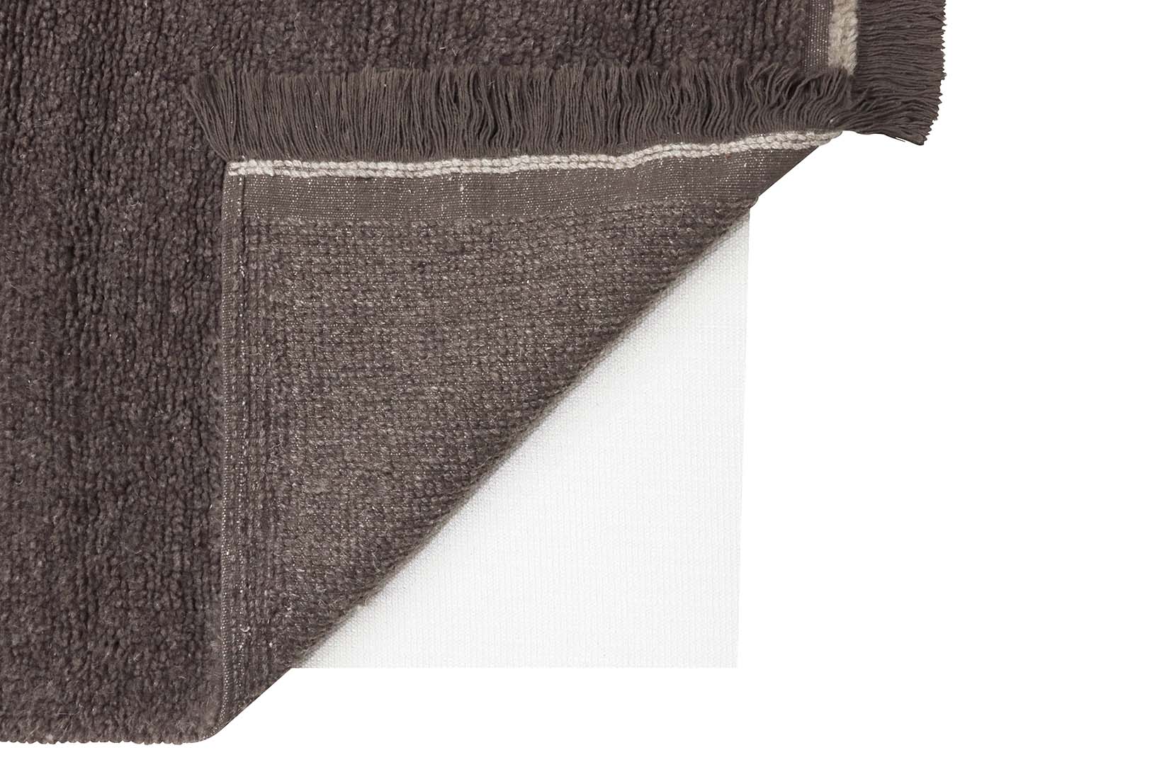 brown washable wool runner with textured detail
