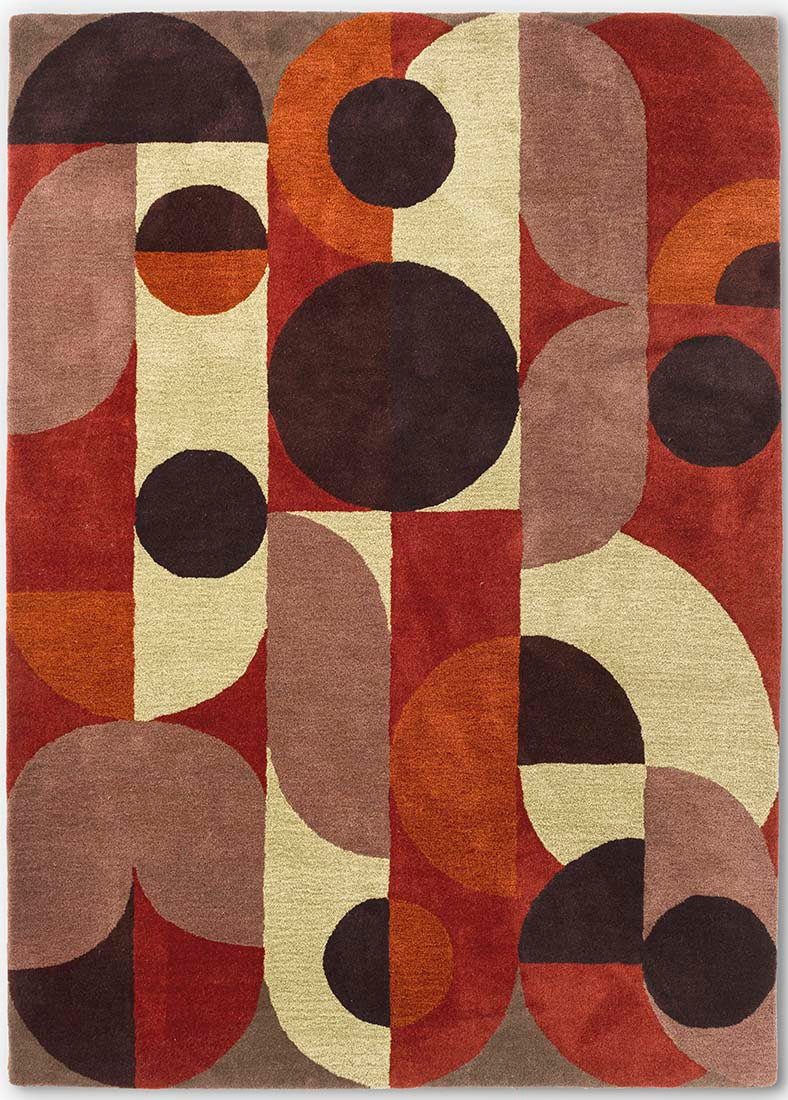 multicolour wool custom size rug with retro design 

