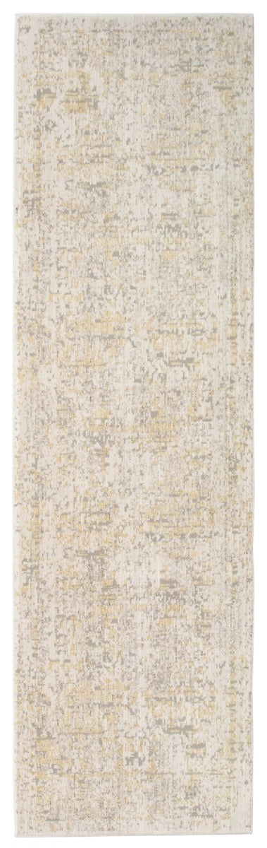 Persian style hallway runner in yellow and grey