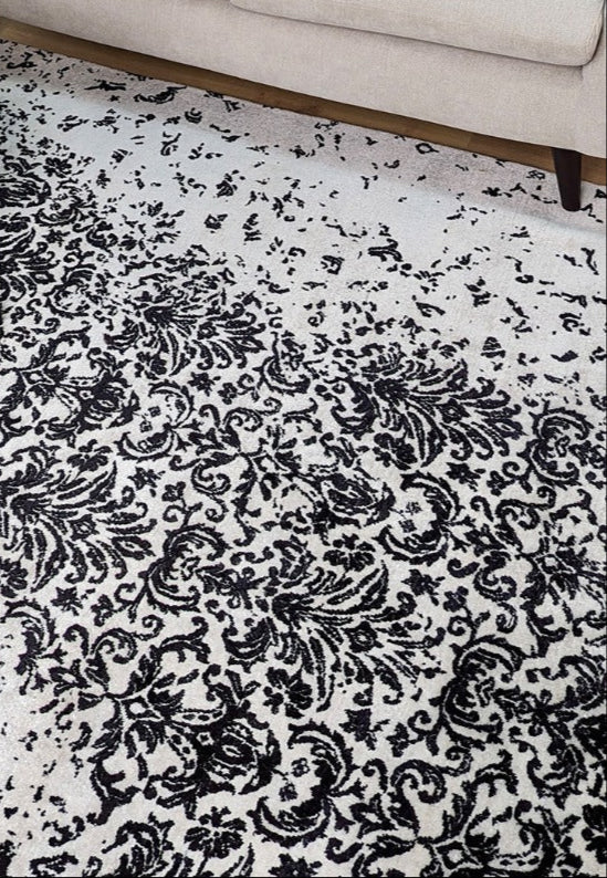 Authentic oriental rug with a damask pattern in brown