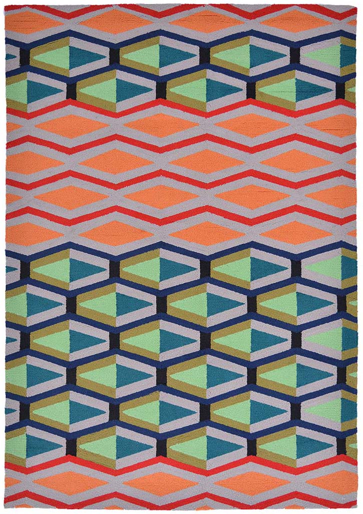 multicolour geometric indoor/outdoor rug