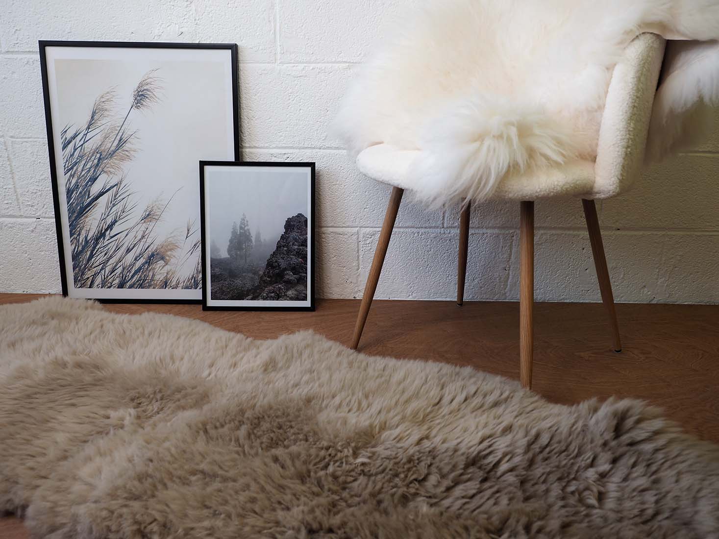 double Irish beige sheepskin rug
