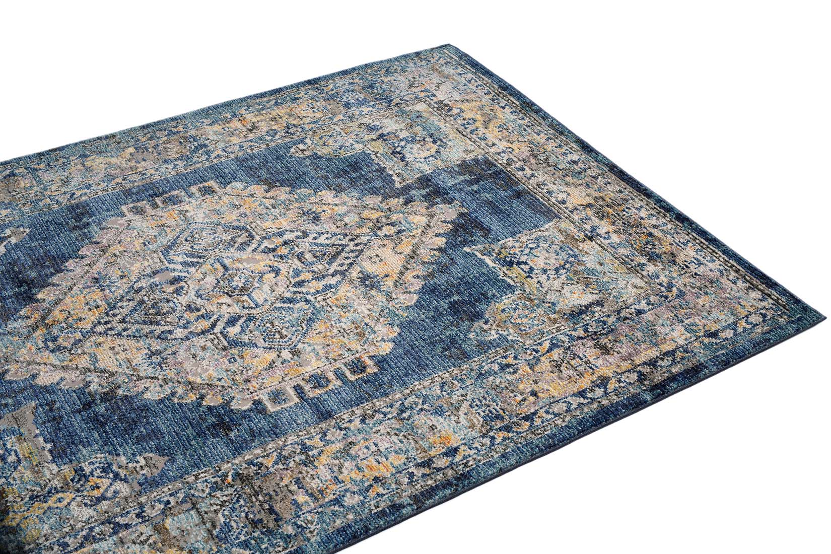 Persian inspired area rug in navy

