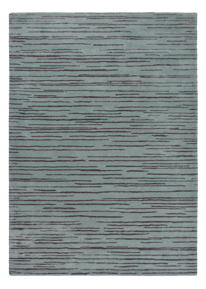 Grey and charcoal abstract stripe wool and viscose rug